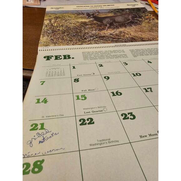 1982 Vintage Remington Dupont Calendar Wildlife and Hunting Memorabilia - Picture 5 of 9